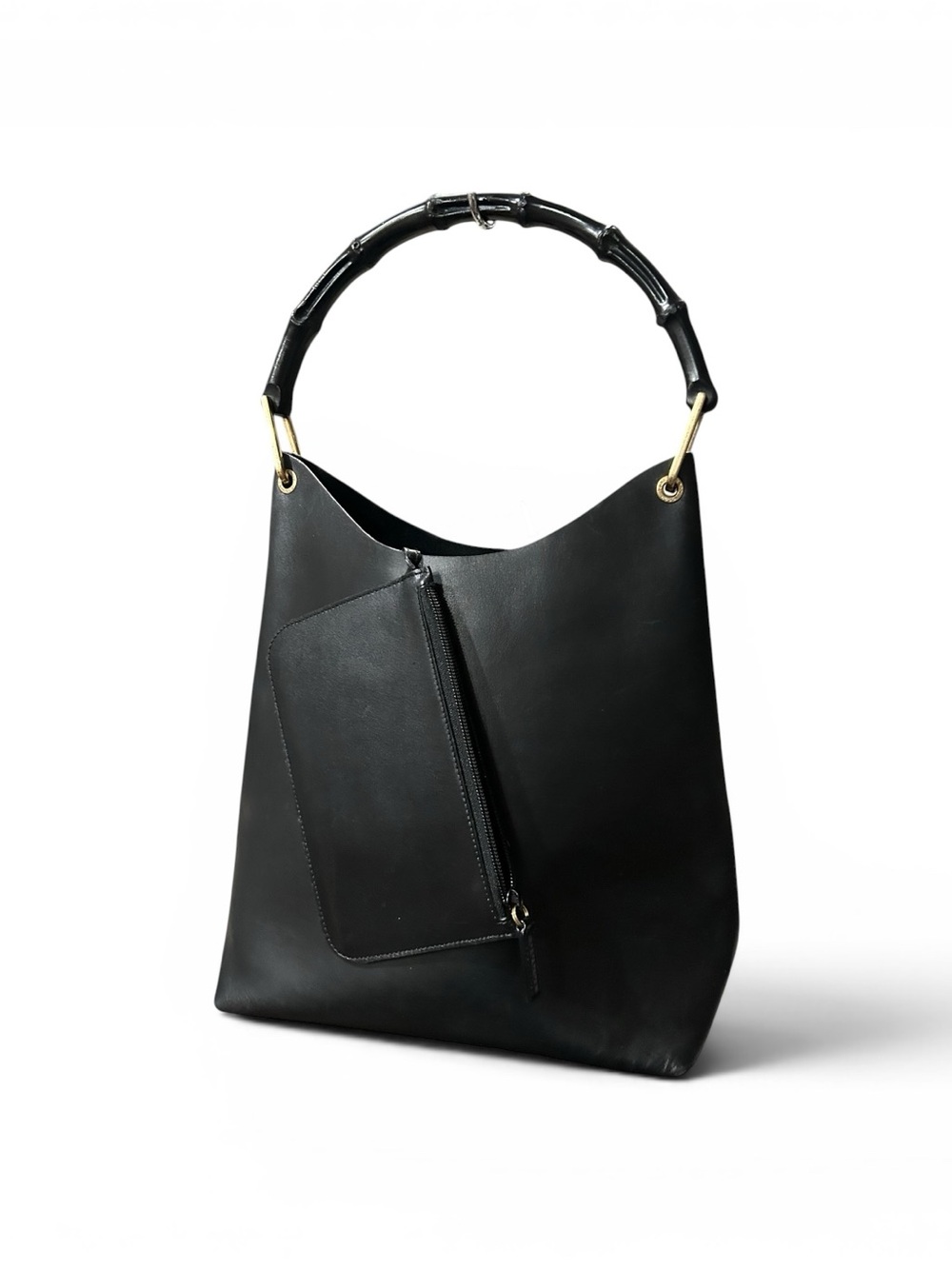 GUCCI Diana Black Bamboo Top Handle Hobo Bag Tom Ford Era Leather MATCHING POUCH - Picture 3 of 14